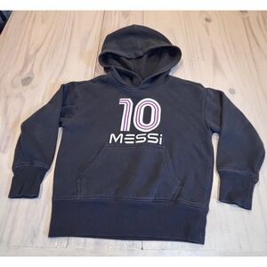 Messi Collection Kids Black Number 10 Graphic Pullover Hoodie Size XS 5 Soccer